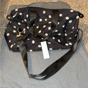 Alice + Olivia Black and White Travel Bag with Polka Dot Design